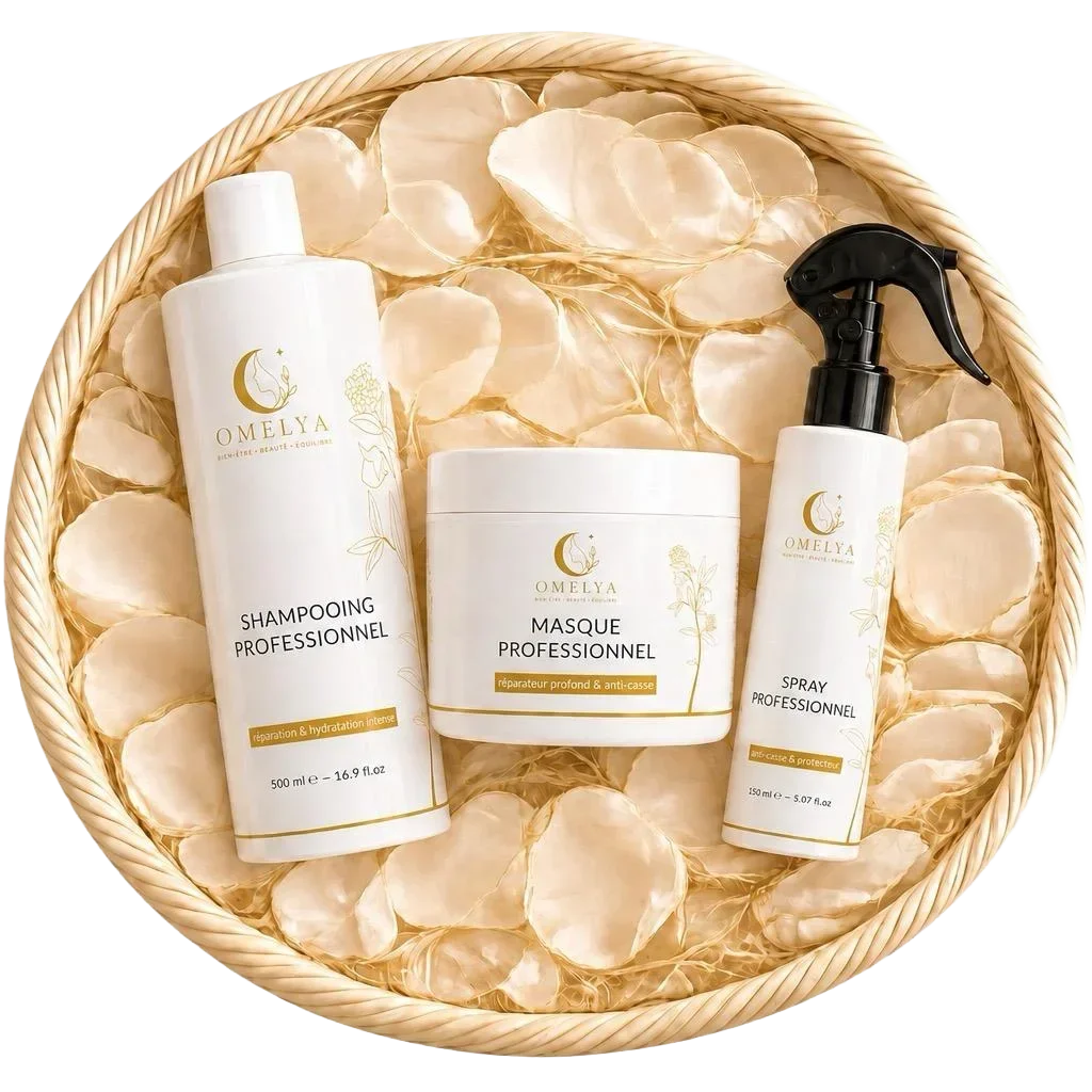 Pack OMELYA — protocole capillaire professionnel kératine végétale argan bio labo italien