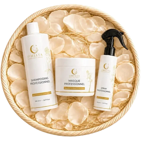Pack OMELYA Shampooing Masque Spray Kératine Végétale Argan Bio